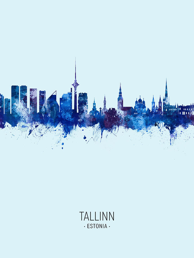 Skyline Digital Art - Tallinn Estonia Skyline #14 by Michael Tompsett