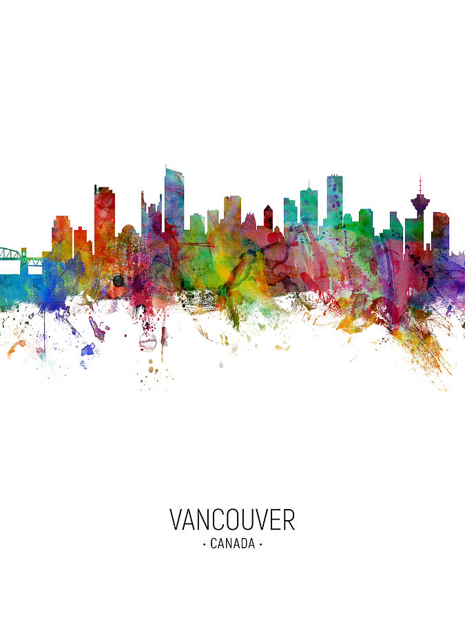 Skyline Digital Art - Vancouver Canada Skyline #14 by Michael Tompsett
