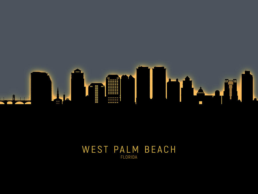 West Palm Beach Florida Skyline #14 Digital Art by Michael Tompsett