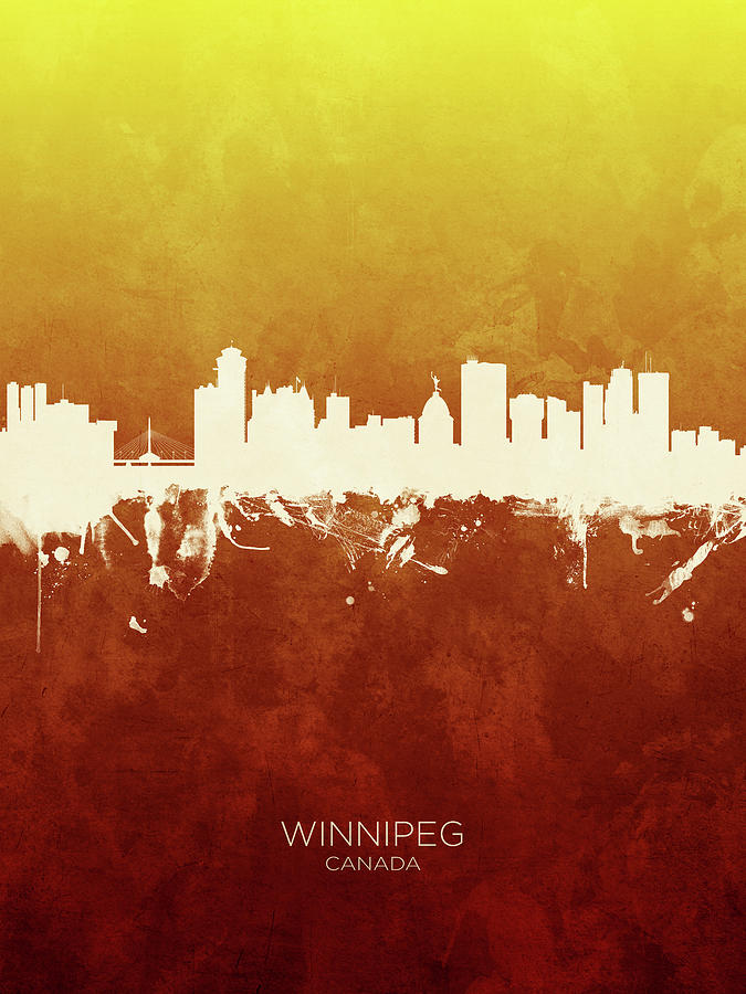 Winnipeg Canada Skyline #14 Digital Art by Michael Tompsett