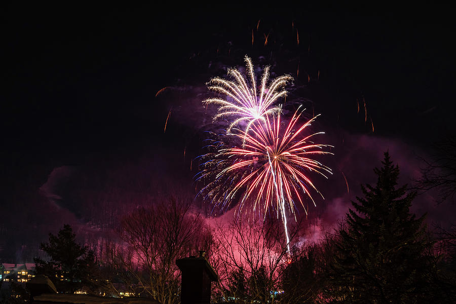 Winter Ski Resort Fireworks #14 Photograph by Chad Dikun