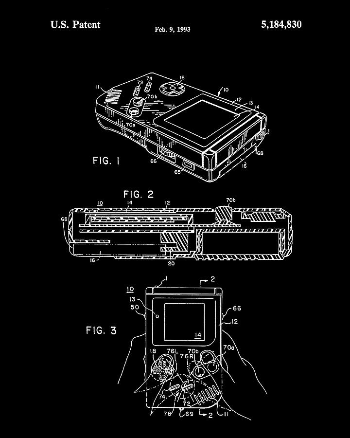 Us Patent Office Mixed Media - Game Boy Patent by United States Patent Office