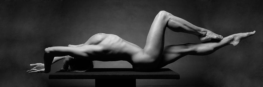 1470 Powerful Woman on Pedestal BW Fine Art Nude Photograph by Chris Maher 1 to 3 Ratio Photograph by Chris Maher