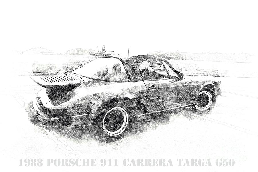 1988 Porsche 911 Carrera Targa G50 Artwork Drawing