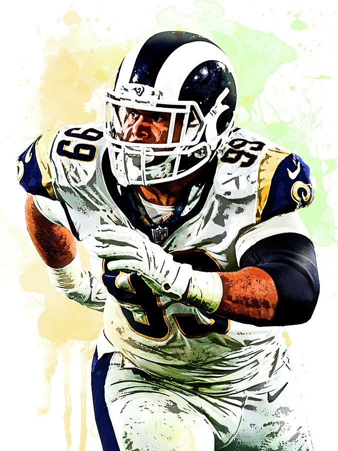 Aaron Donald Los Angeles Rams Watercolor Strokes Pixel Art 200 Canvas Print  / Canvas Art by Joe Hamilton - Pixels Canvas Prints