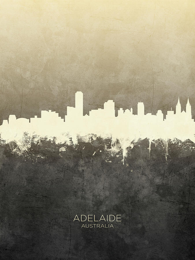 Skyline Digital Art - Adelaide Australia Skyline #15 by Michael Tompsett