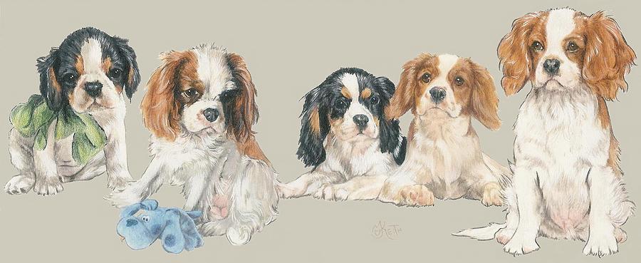 Cavalier King Charles Spaniel Puppies Mixed Media by Barbara Keith