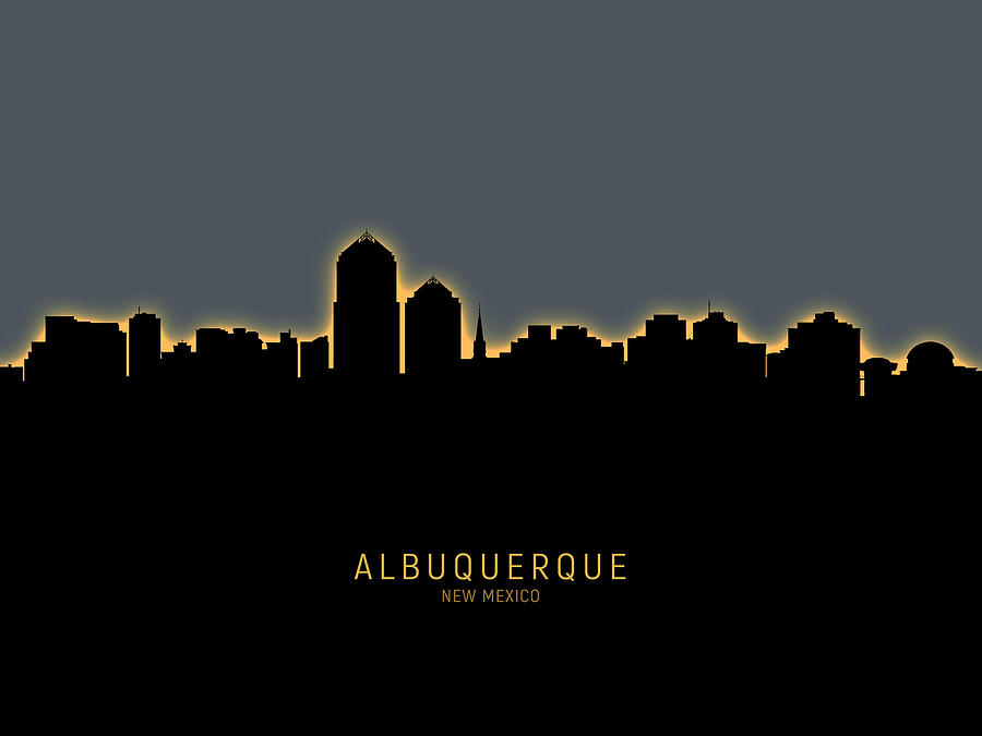 Albuquerque Digital Art - Albuquerque New Mexico Skyline #15 by Michael Tompsett