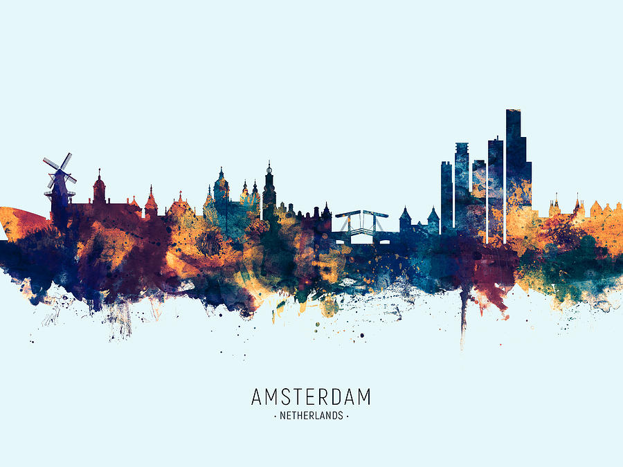Amsterdam The Netherlands Skyline #15 Digital Art by Michael Tompsett