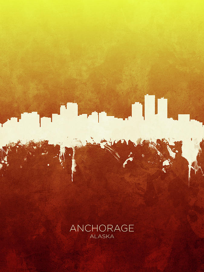 Anchorage Digital Art - Anchorage Alaska Skyline #15 by Michael Tompsett
