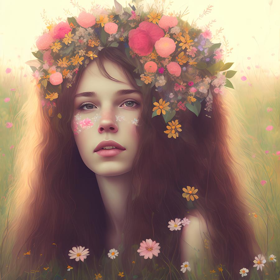 Beautiful Girl, Generative AI Illustration Digital Art by Miroslav ...