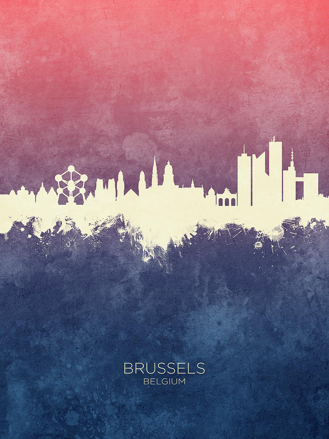 Skyline Digital Art - Brussels Belgium Skyline #15 by Michael Tompsett