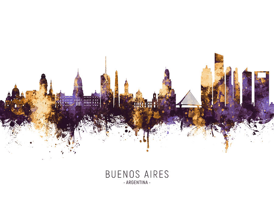 Buenos Aires Argentina Skyline #15 Digital Art by Michael Tompsett