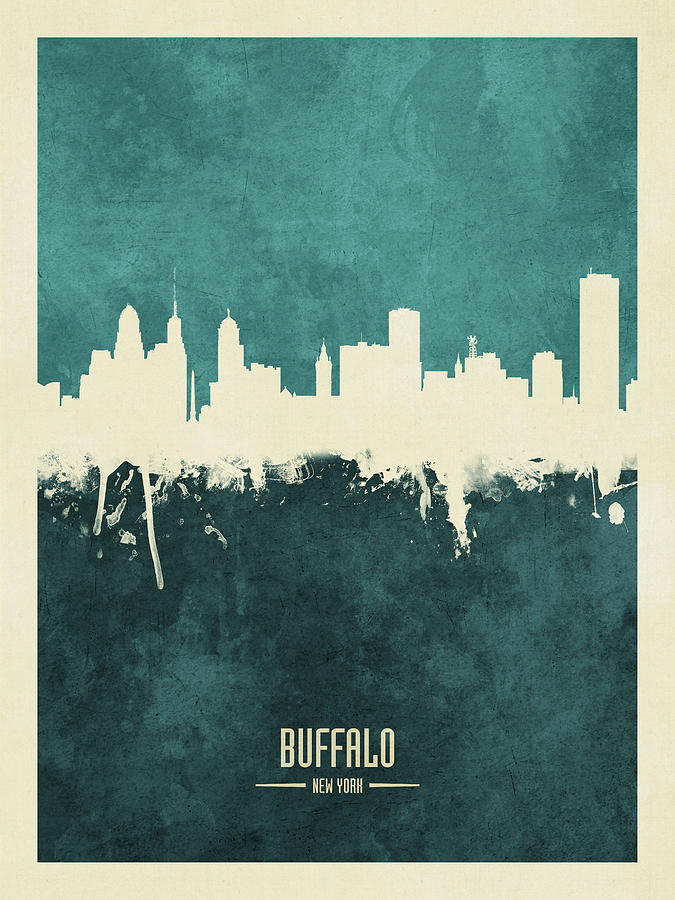 Buffalo Digital Art - Buffalo New York Skyline #15 by Michael Tompsett