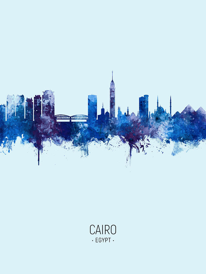 Skyline Digital Art - Cairo Egypt Skyline #15 by Michael Tompsett