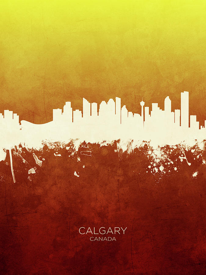 Skyline Digital Art - Calgary Canada Skyline #15 by Michael Tompsett
