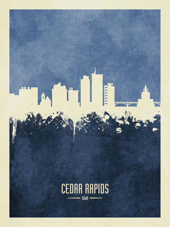 Cedar Rapids Iowa Skyline #15 Digital Art by Michael Tompsett