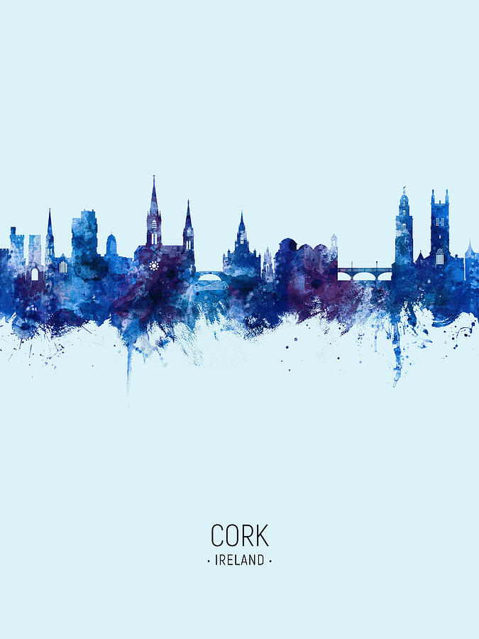 Cork Digital Art - Cork Ireland Skyline #15 by Michael Tompsett