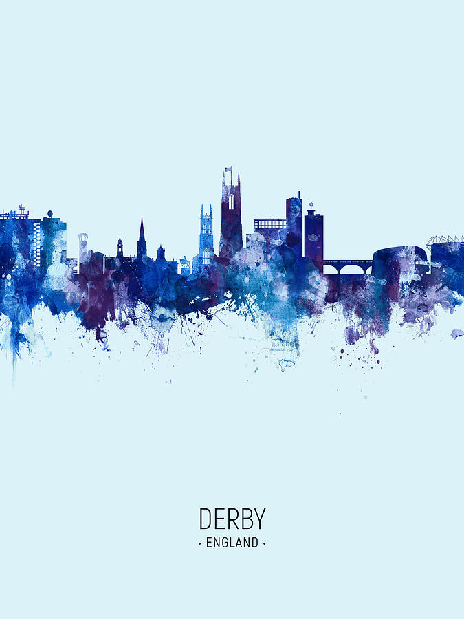 Skyline Digital Art - Derby England Skyline #15 by Michael Tompsett