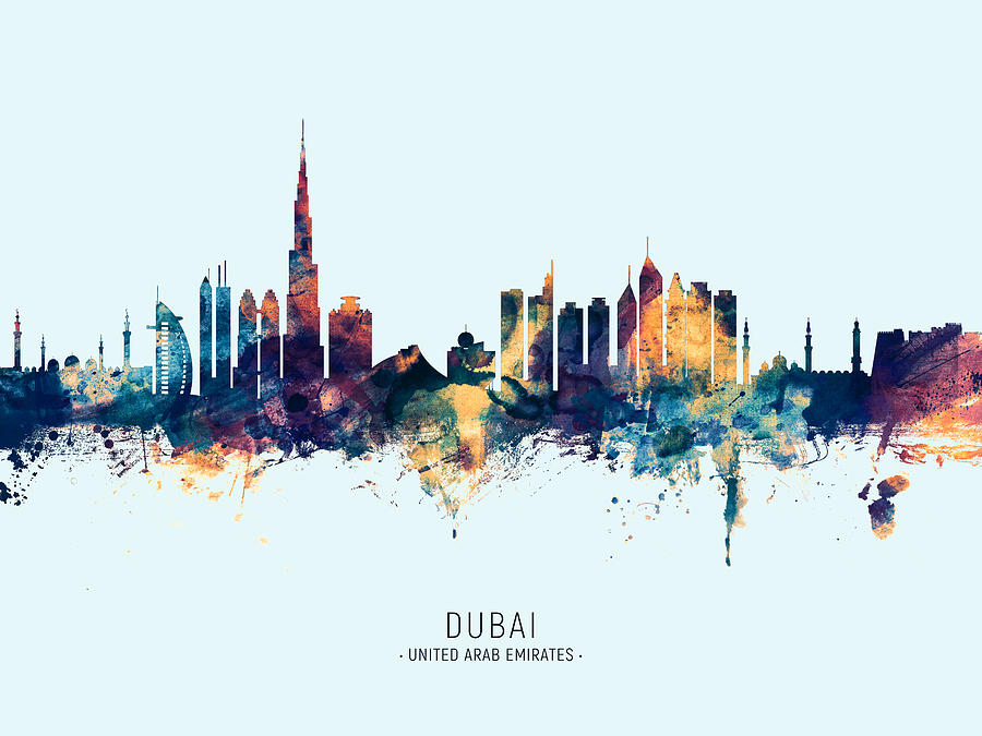 Dubai Skyline #15 Digital Art by Michael Tompsett