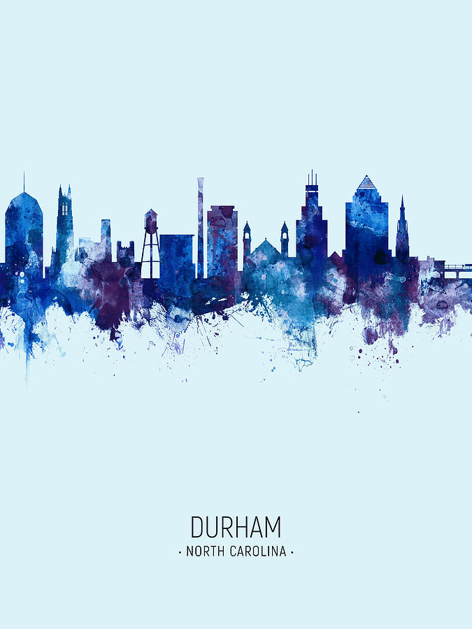 Durham Digital Art - Durham North Carolina Skyline #15 by Michael Tompsett