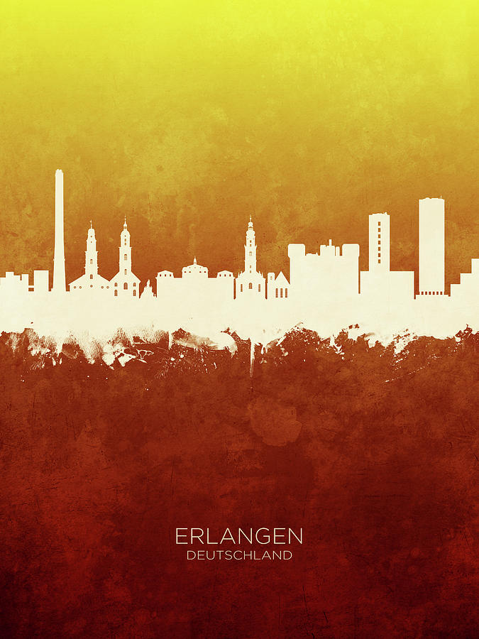 Erlangen Germany Skyline #15 Digital Art by Michael Tompsett