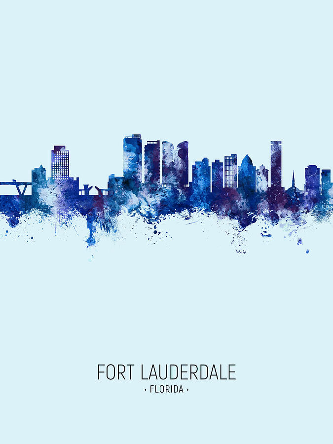 Fort Lauderdale Florida Skyline #15 Digital Art by Michael Tompsett