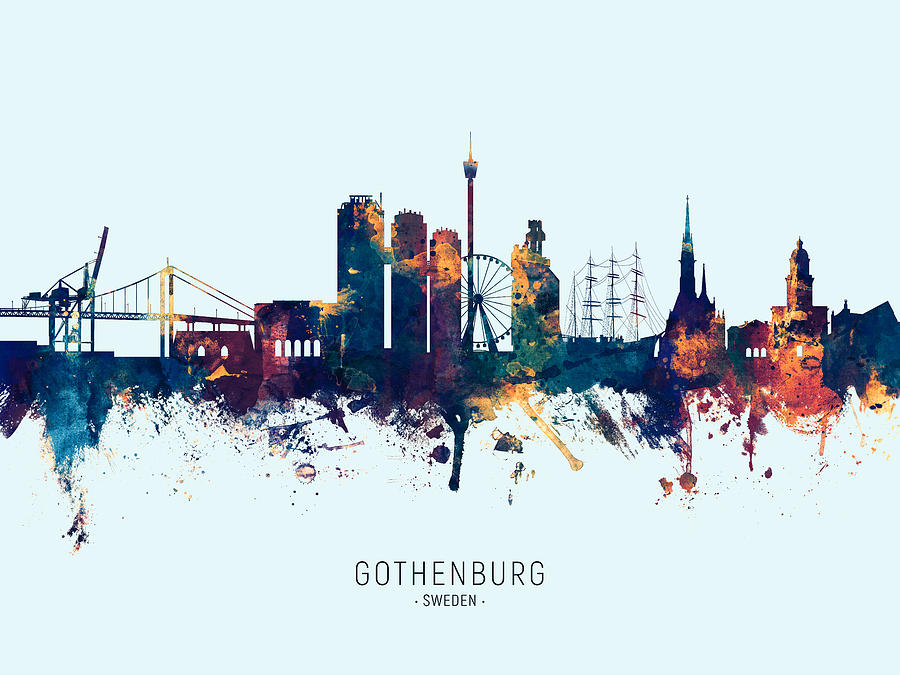 Gothenburg Sweden Skyline #15 Digital Art by Michael Tompsett