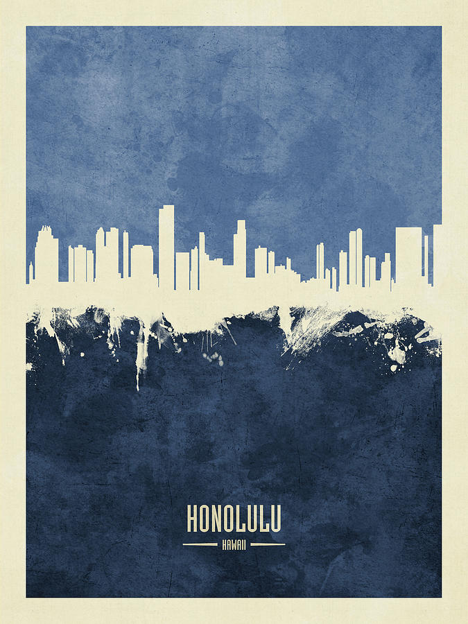Honolulu Digital Art - Honolulu Hawaii Skyline #15 by Michael Tompsett