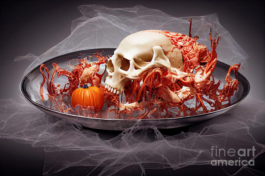 Horror food dish of Halloween dinner #15 Digital Art by Benny Marty