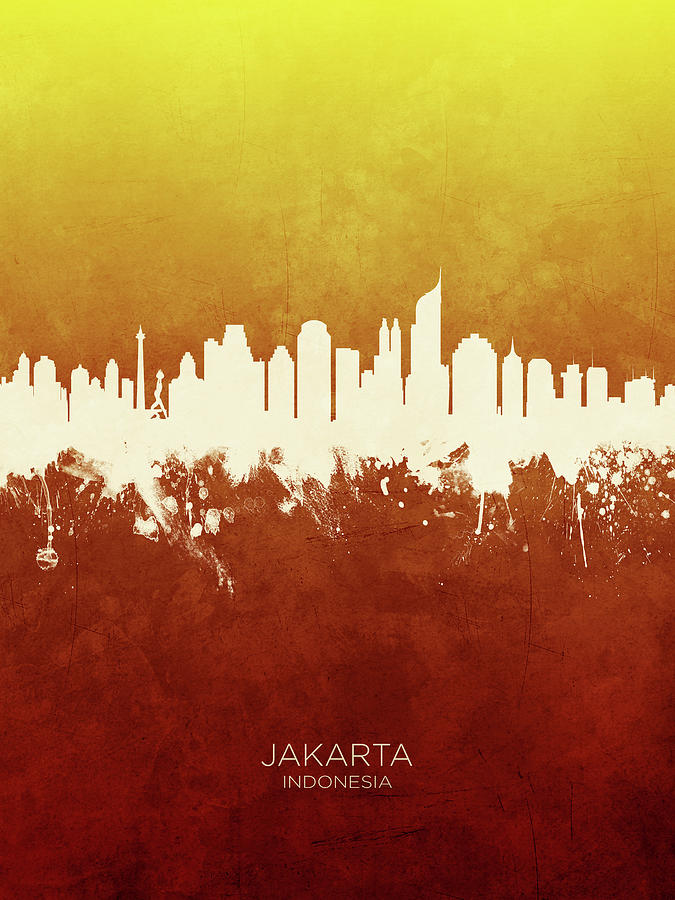 Jakarta Skyline Indonesia #15 Digital Art by Michael Tompsett
