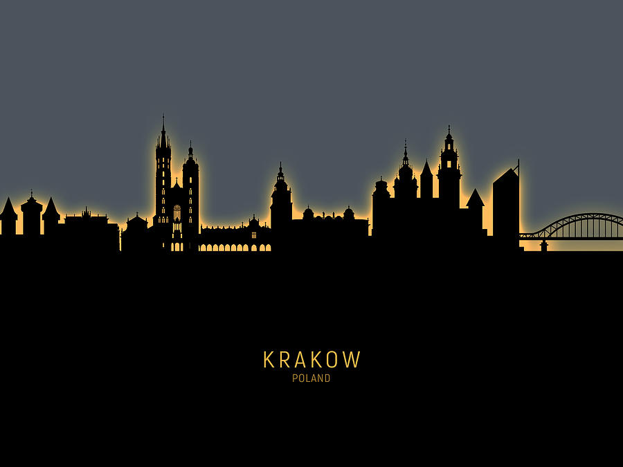 Krakow Poland Skyline #15 Digital Art by Michael Tompsett