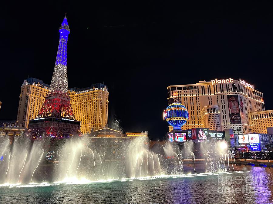 Las Vegas Nevada Night Lights Street Cars Scene Las Vegas Blvd View