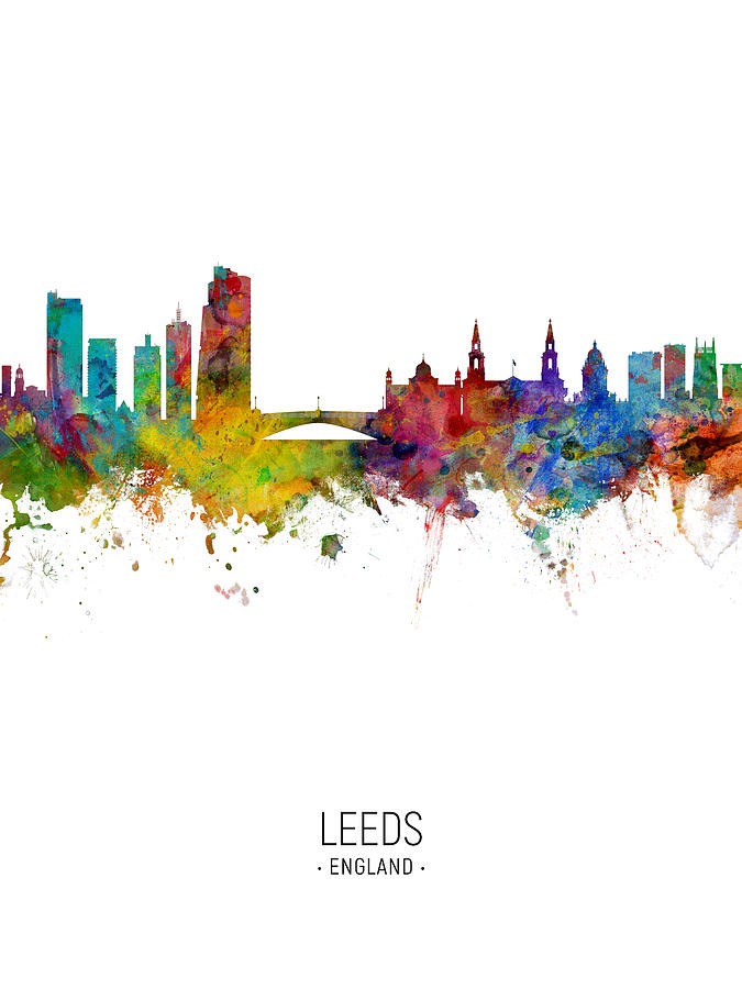 Leeds England Skyline #15 Digital Art by Michael Tompsett