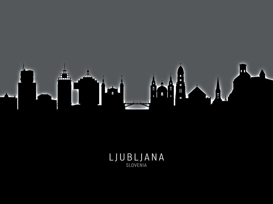 Ljubljana Slovenia Skyline #15 Digital Art by Michael Tompsett
