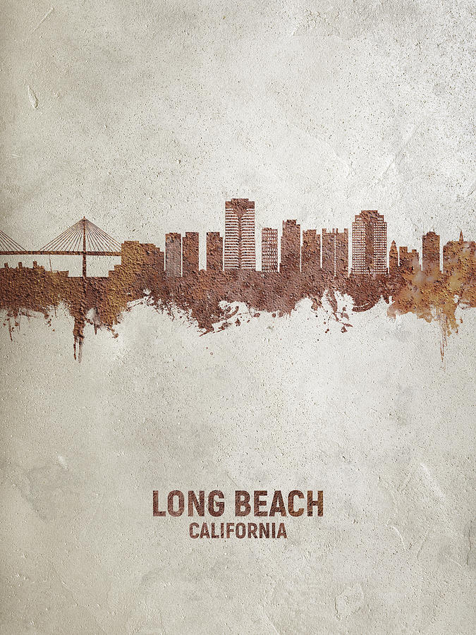 Long Beach California Skyline #15 Digital Art by Michael Tompsett