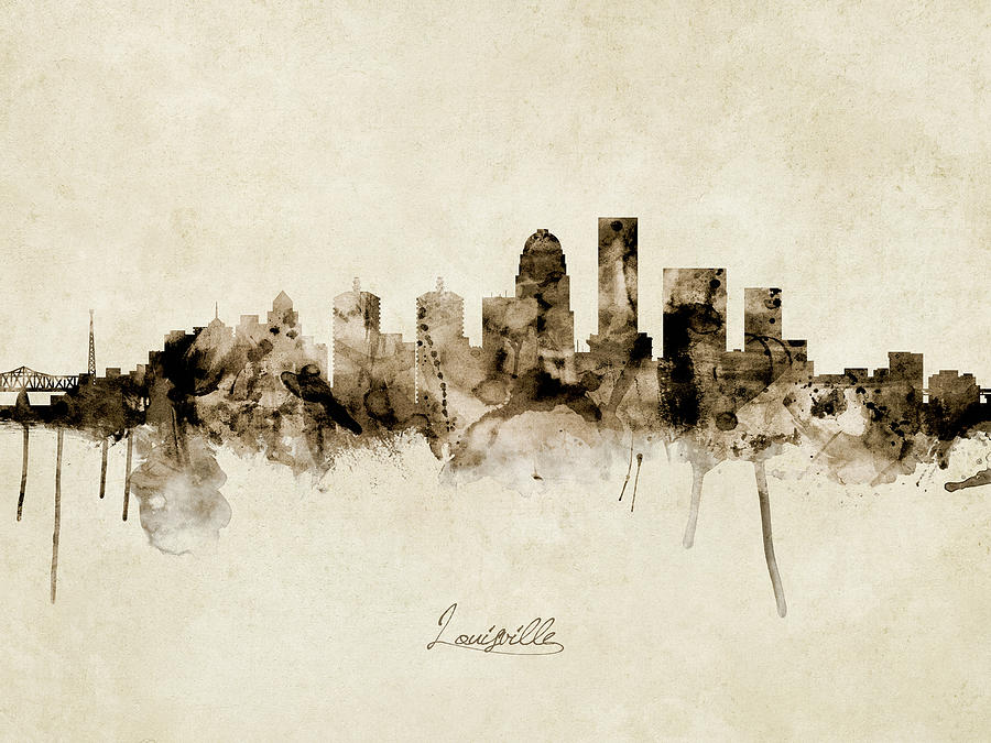 Louisville Kentucky City Skyline #15 Digital Art by Michael Tompsett
