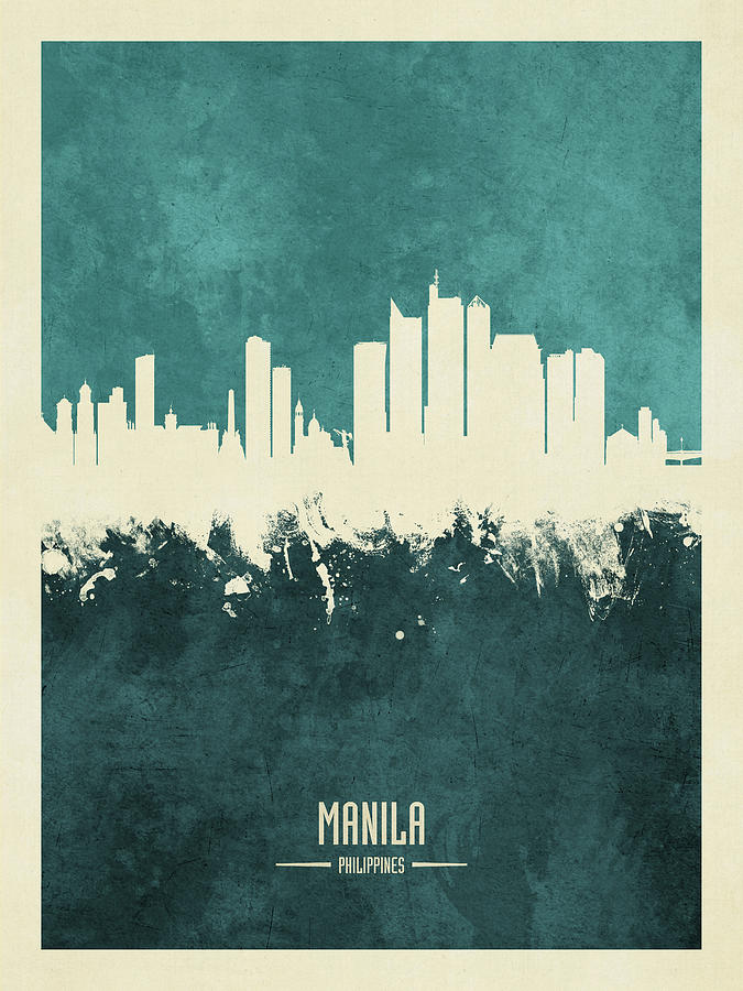 Skyline Digital Art - Manila Philippines Skyline #15 by Michael Tompsett