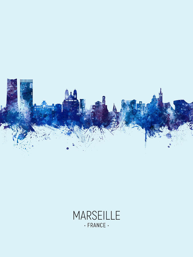 Marseille France Skyline #15 Digital Art by Michael Tompsett