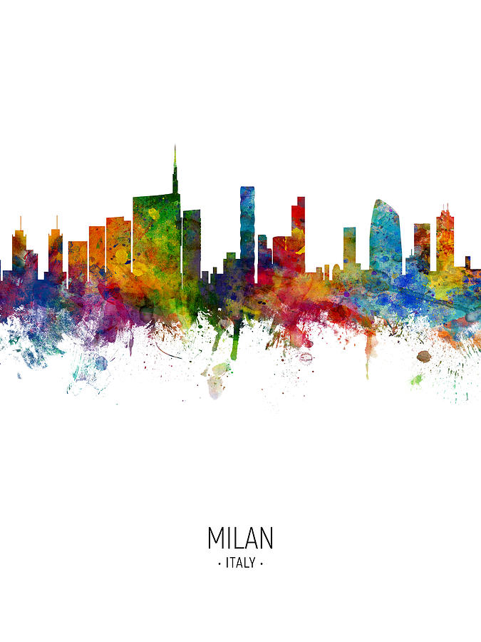 Milan Italy Skyline #15 Digital Art by Michael Tompsett