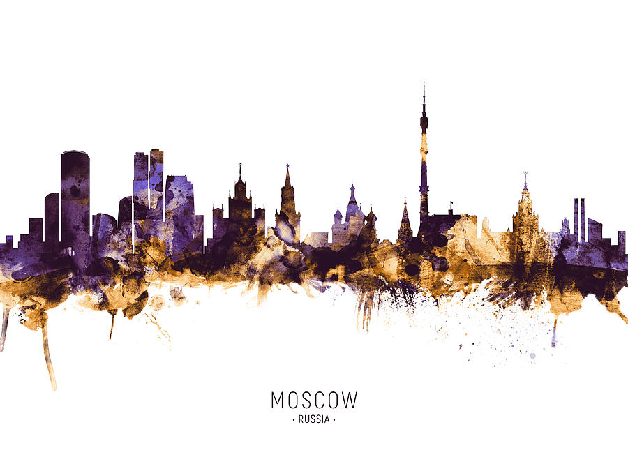 Moscow Digital Art - Moscow Russia Skyline #15 by Michael Tompsett