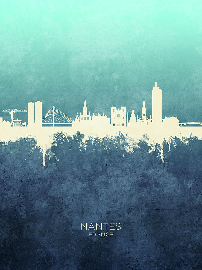 Nantes France Skyline #15 Digital Art by Michael Tompsett