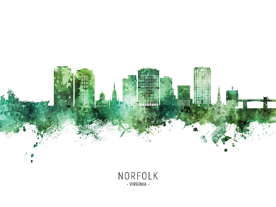 Norfolk Virginia Skyline #30 Digital Art by Michael Tompsett