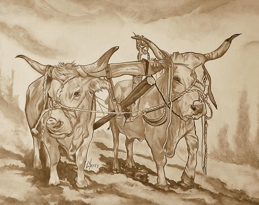 Oxen on a Yoke #15 Digital Art by Loraine Yaffe