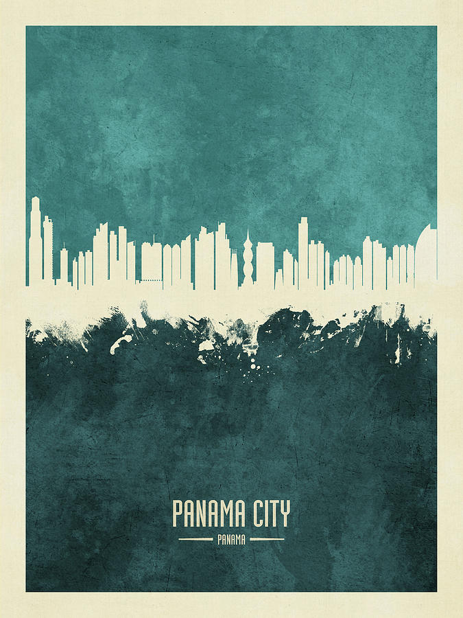 Skyline Digital Art - Panama City Skyline #15 by Michael Tompsett