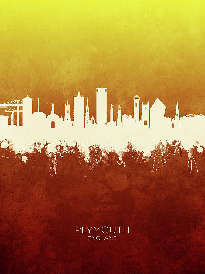 Skyline Digital Art - Plymouth England Skyline #15 by Michael Tompsett