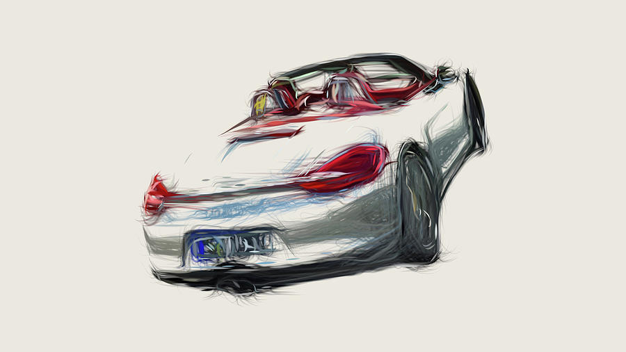 Porsche Boxster S Car Drawing #15 Digital Art by CarsToon Concept