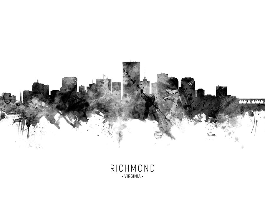 Richmond Digital Art - Richmond Virginia Skyline #15 by Michael Tompsett