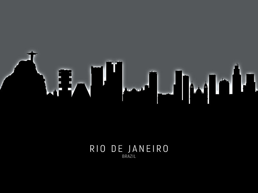Rio de Janeiro Brazil Skyline #15 Digital Art by Michael Tompsett