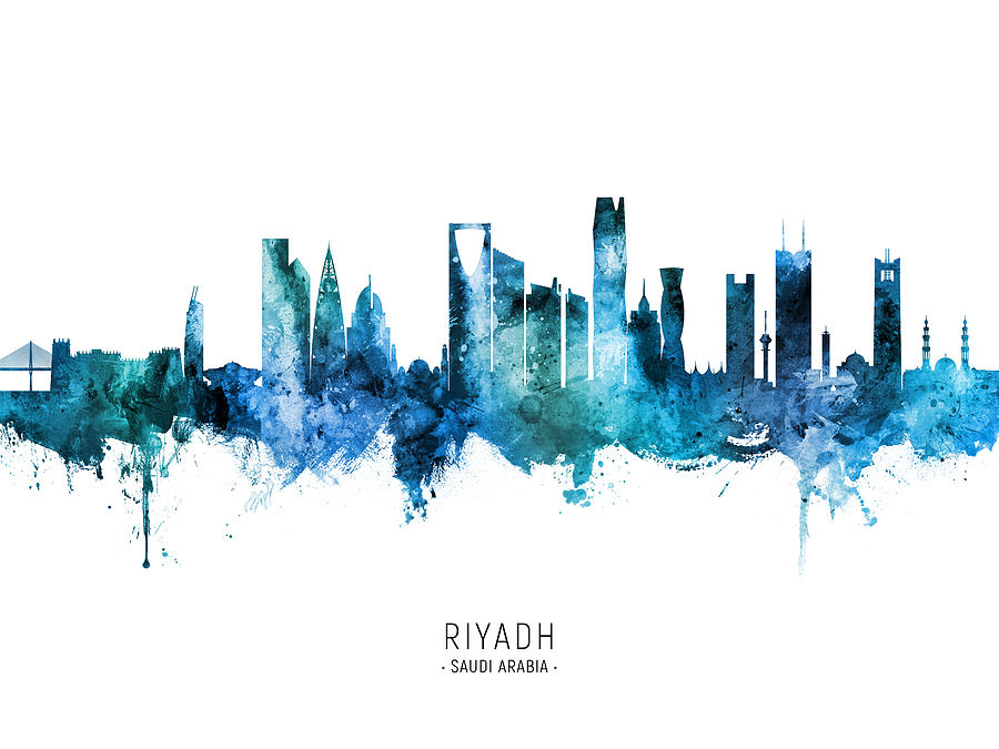Skyline Digital Art - Riyadh Saudi Arabia Skyline #15 by Michael Tompsett